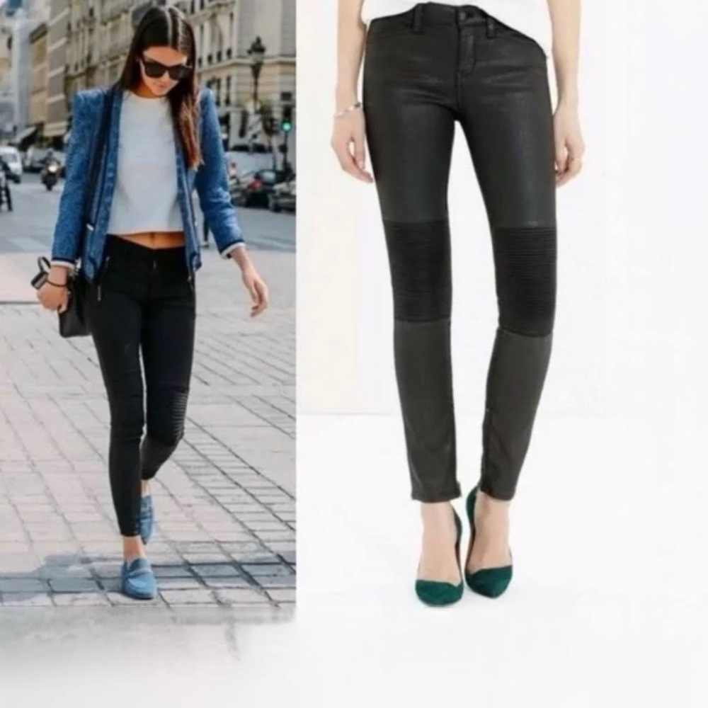 Madewell Skinny Skinny Black Coated Wax Moto Jeans Women's 27